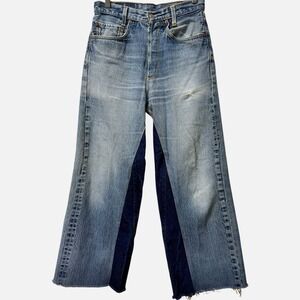 VTG Levi's 501 Wide Leg Flare Jeans Revival Distressed 90s 28 OOAK USA TX